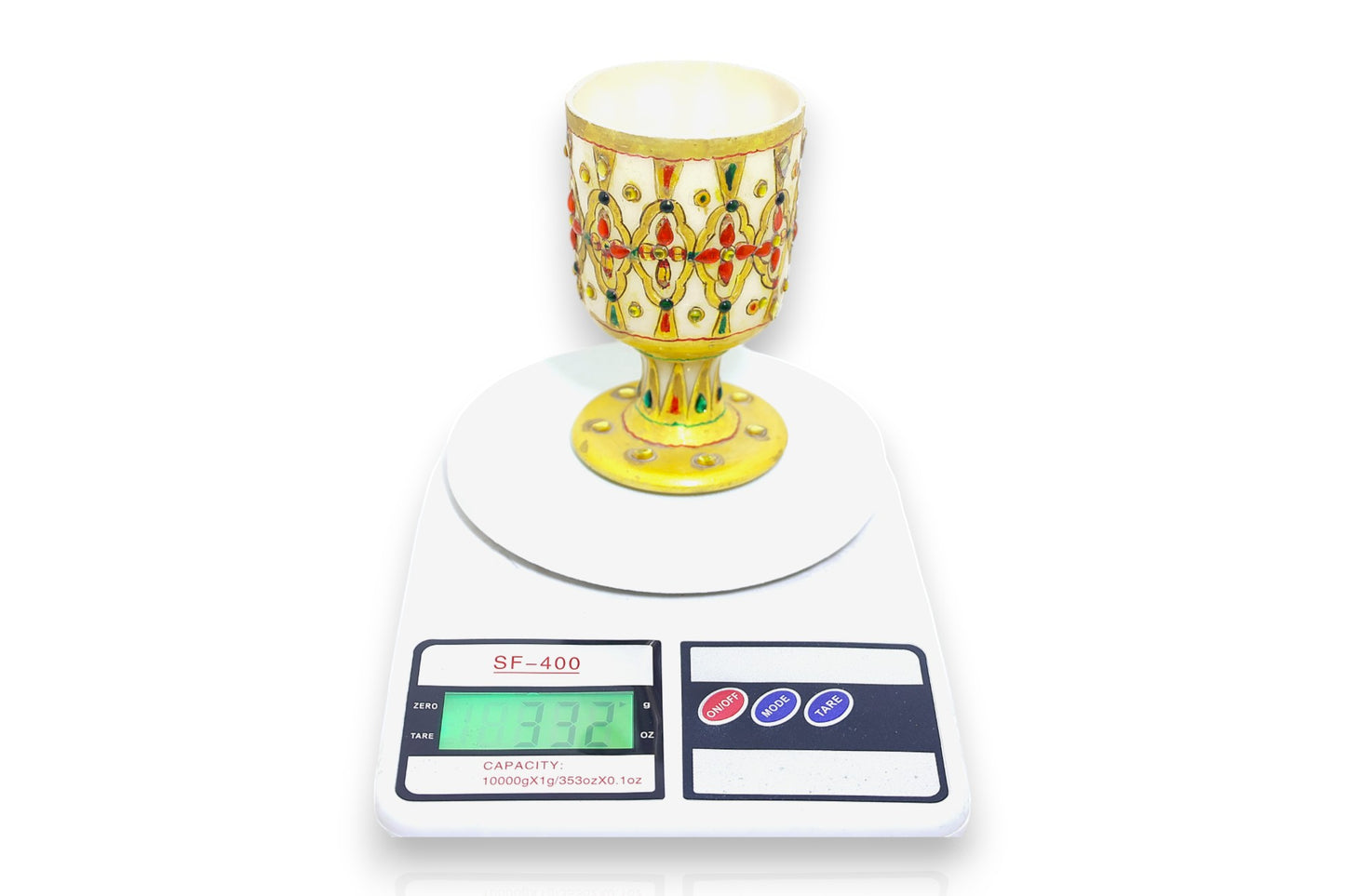 White marble hand painted hand crafted wine glass