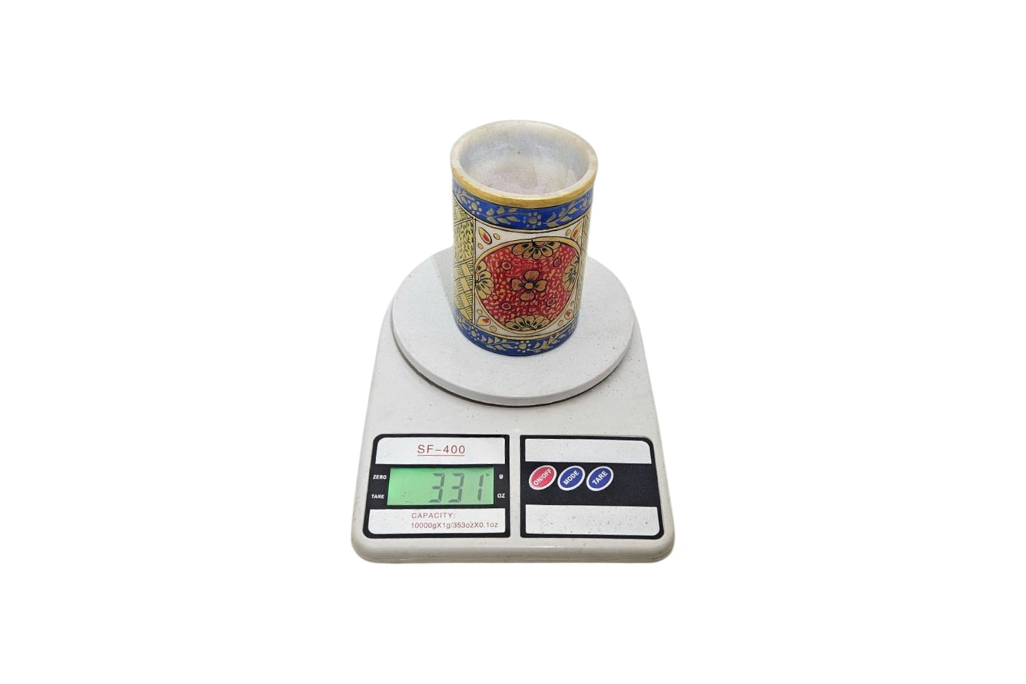 Enhance Your Desk with Unique White Marble Hand Painted Pen Stands