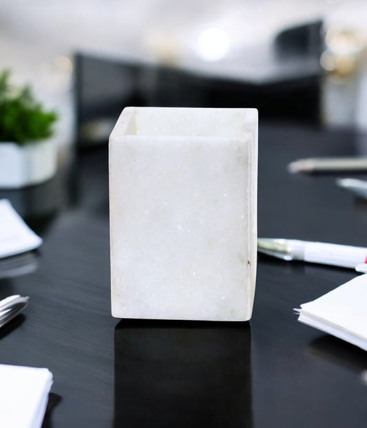 White marble minimalist design pen holder