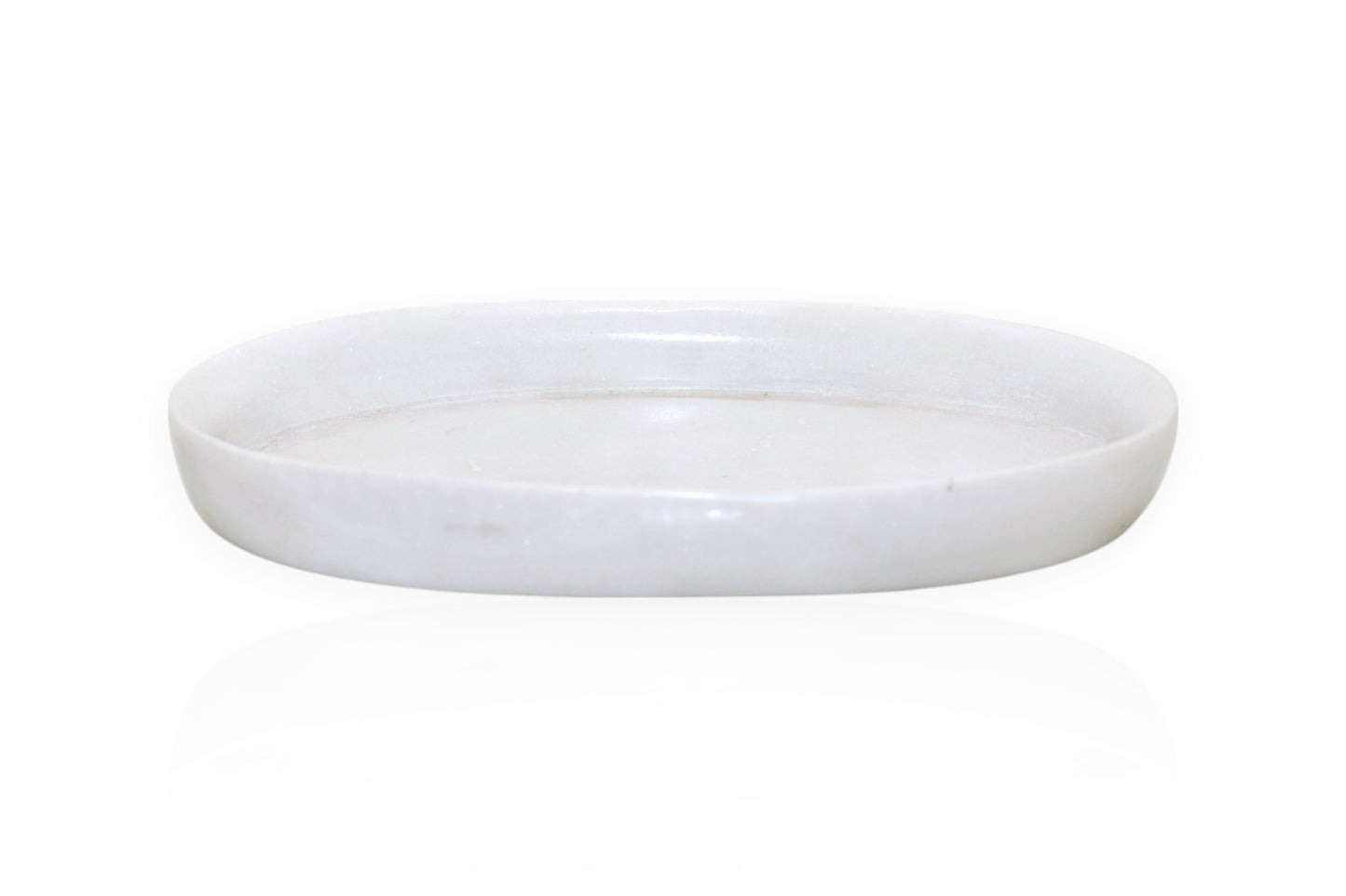 White marble oval dinner plate | temple flower plate | Dry fruit plate