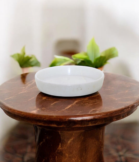 White round marble fruit plate | flower decoration plate | dry fruit plate | multi utility bowl