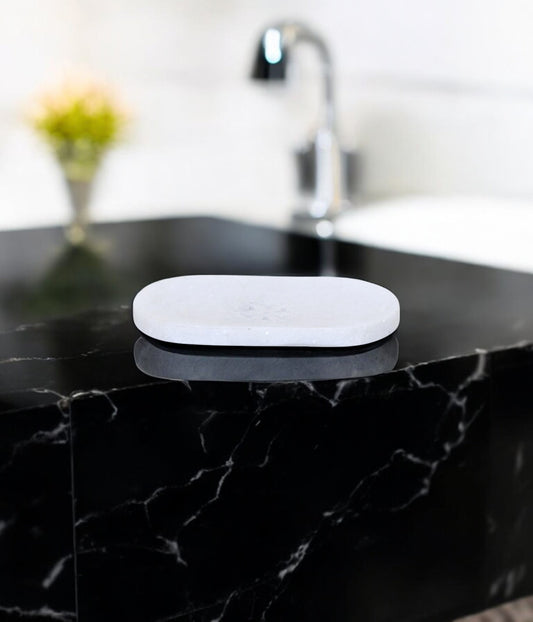 White marble soap plate